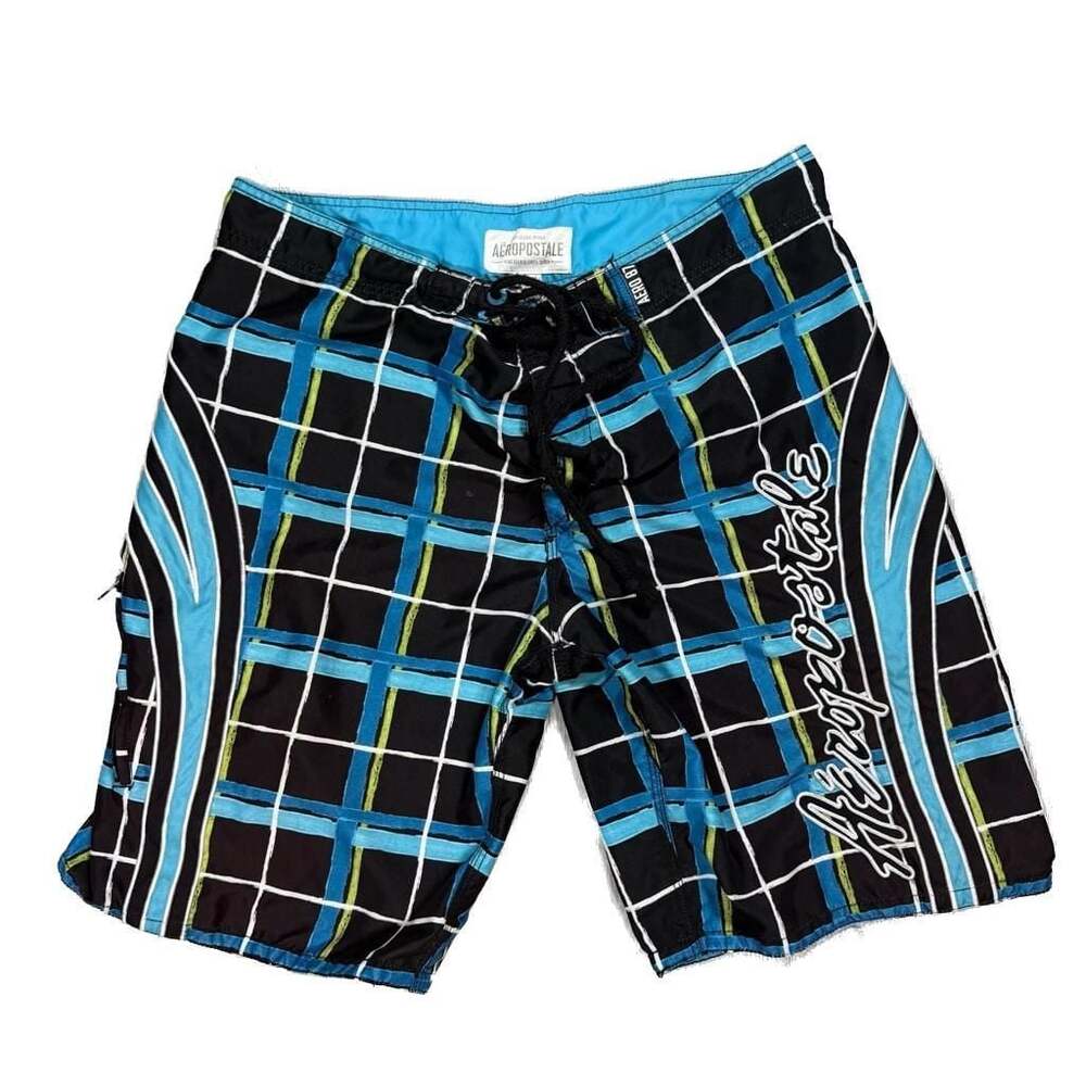 Aeropostale Aero 87 Men's Plaid Swim Board Shorts Y2K Size 36